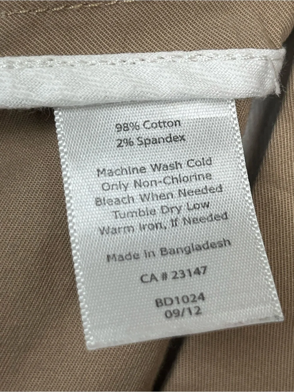 Talbots khaki Heritage side zip capri length pants, 20W petite.